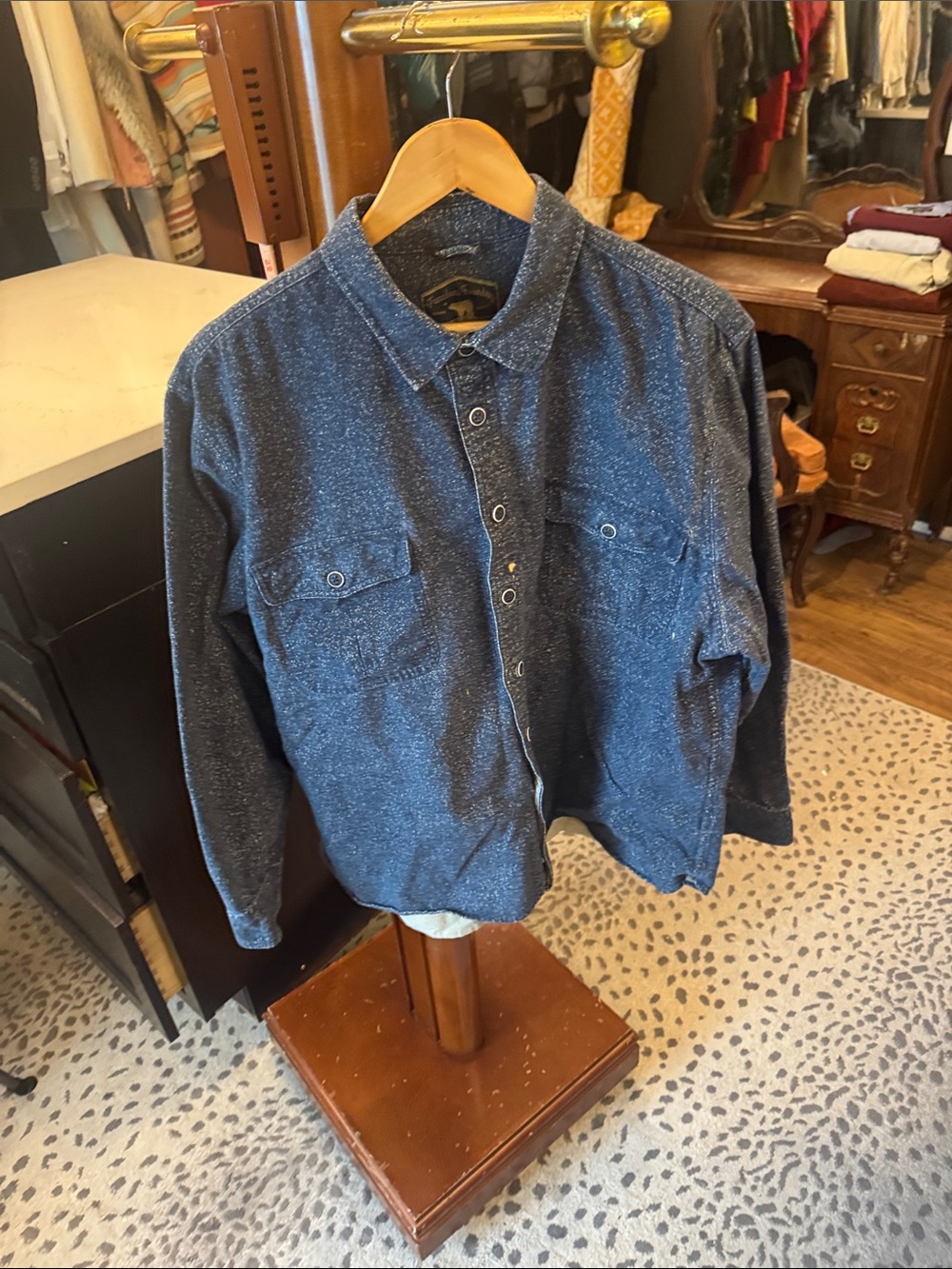 Men's Navy Speckle Shirt Jacket - Lightweight Layering